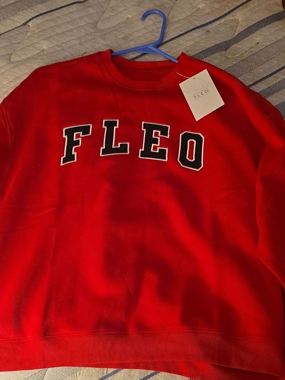 Fleo Women's Bright Red Crewneck with Black & White Logo